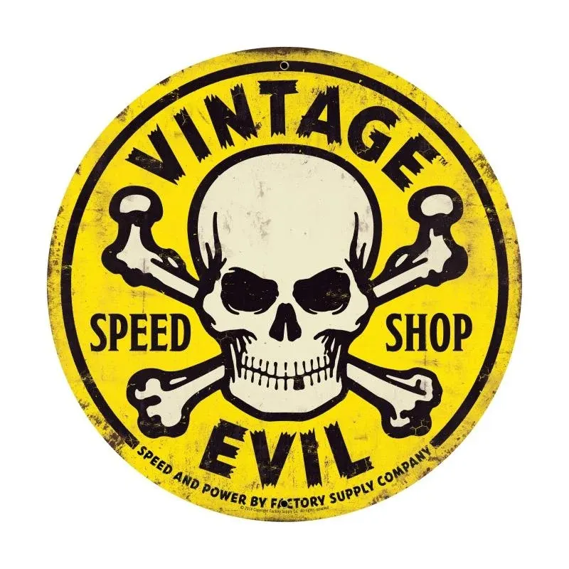 FSC022 – Vintage Evil Yellow Skull Vintage Sign